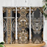 Aotearoa Kati Mamoe Skinny Tumbler Maori Brown Tribal Paua Shell Pattern