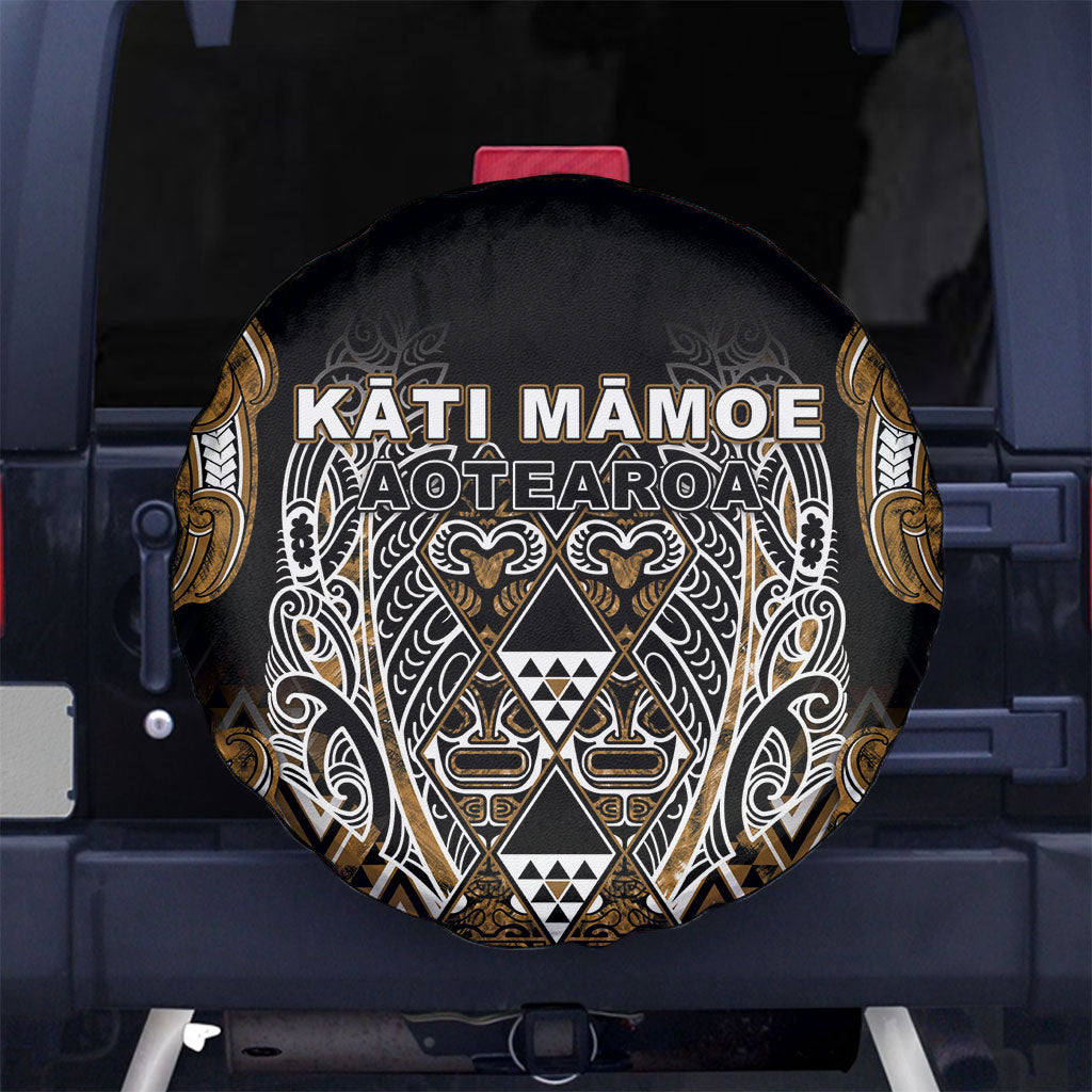 Aotearoa Kati Mamoe Spare Tire Cover Maori Brown Tribal Paua Shell Pattern
