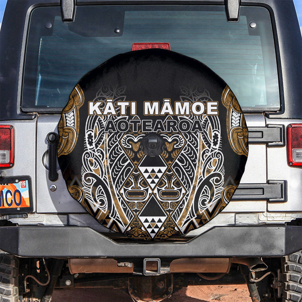 Aotearoa Kati Mamoe Spare Tire Cover Maori Brown Tribal Paua Shell Pattern