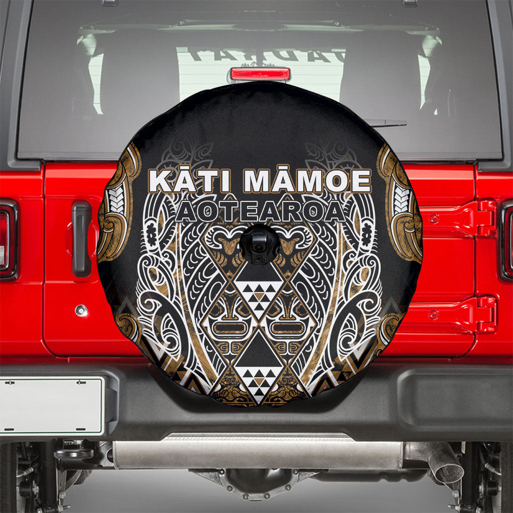 Aotearoa Kati Mamoe Spare Tire Cover Maori Brown Tribal Paua Shell Pattern