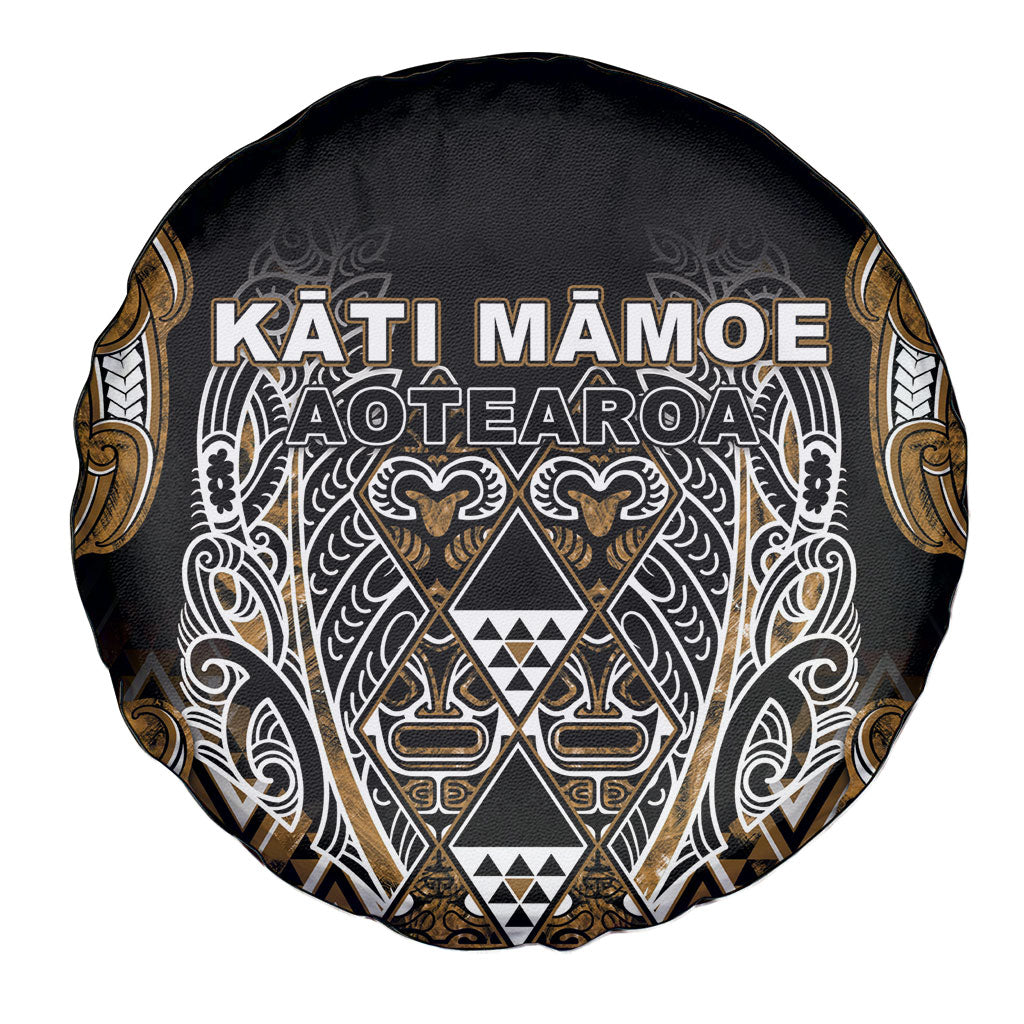 Aotearoa Kati Mamoe Spare Tire Cover Maori Brown Tribal Paua Shell Pattern