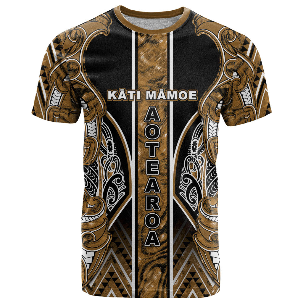 Aotearoa Kati Mamoe T Shirt Maori Brown Tribal Paua Shell Pattern