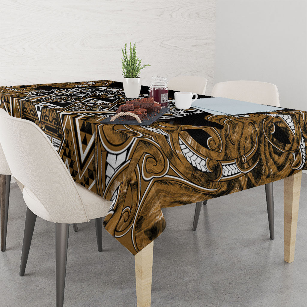 Aotearoa Kati Mamoe Tablecloth Maori Brown Tribal Paua Shell Pattern