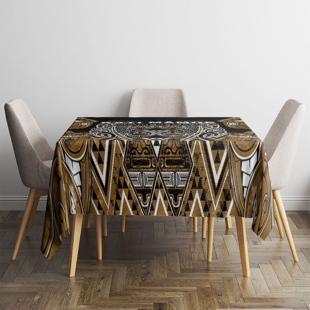 Aotearoa Kati Mamoe Tablecloth Maori Brown Tribal Paua Shell Pattern