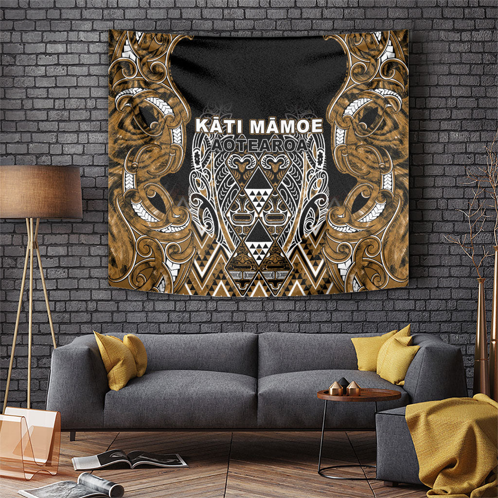 Aotearoa Kati Mamoe Tapestry Maori Brown Tribal Paua Shell Pattern