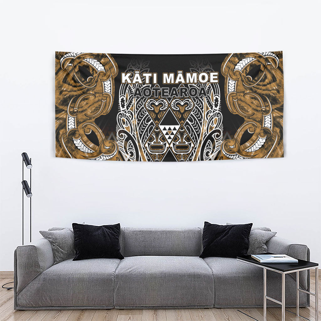 Aotearoa Kati Mamoe Tapestry Maori Brown Tribal Paua Shell Pattern