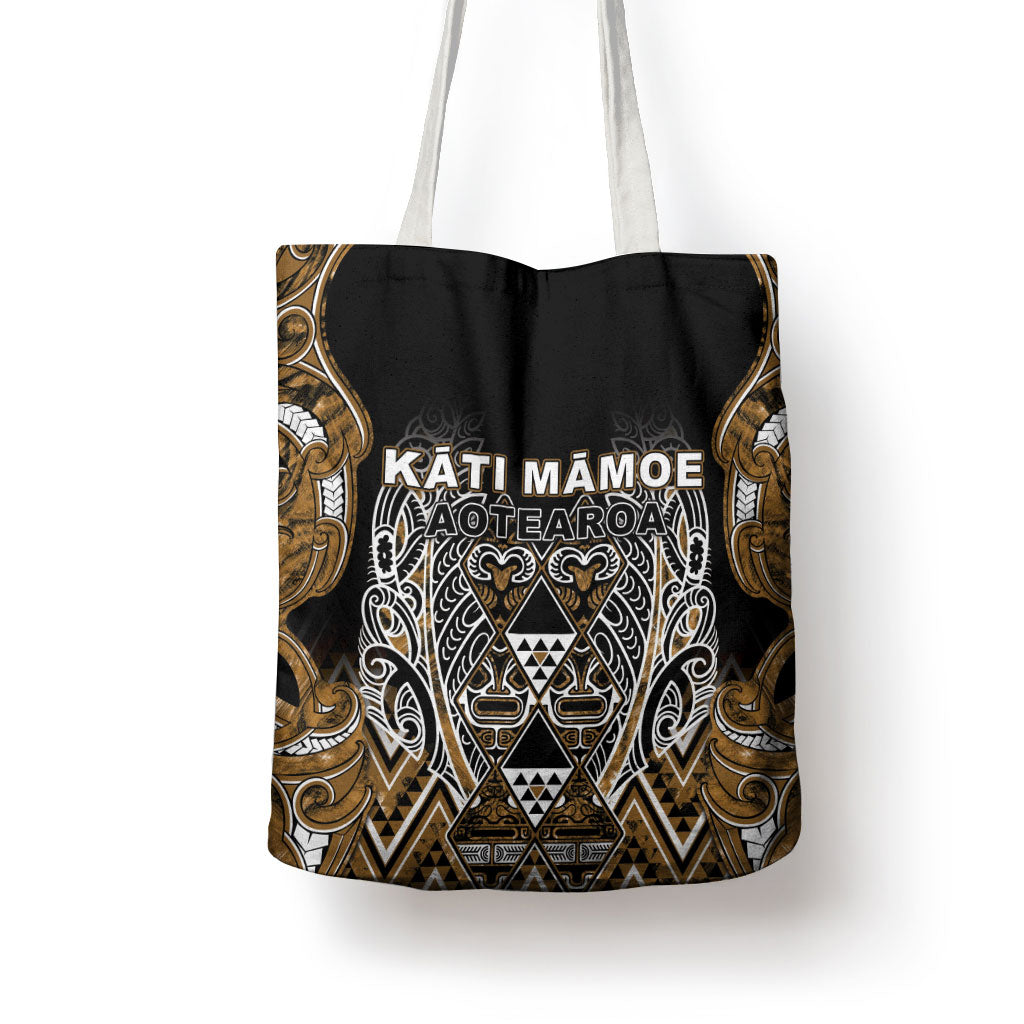 Aotearoa Kati Mamoe Tote Bag Maori Brown Tribal Paua Shell Pattern