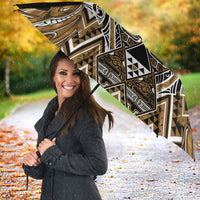 Aotearoa Kati Mamoe Umbrella Maori Brown Tribal Paua Shell Pattern