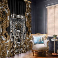 Aotearoa Kati Mamoe Window Curtain Maori Brown Tribal Paua Shell Pattern