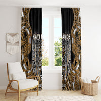 Aotearoa Kati Mamoe Window Curtain Maori Brown Tribal Paua Shell Pattern