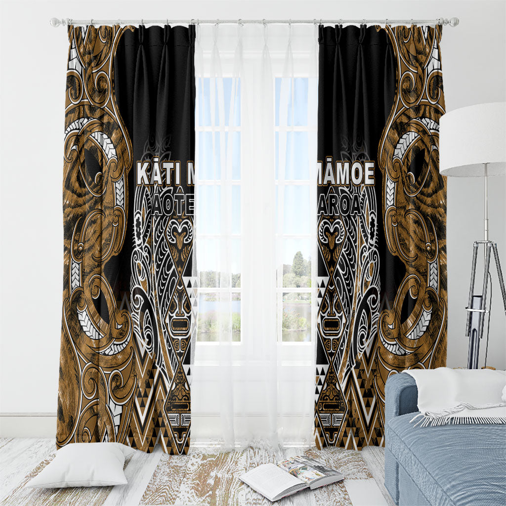 Aotearoa Kati Mamoe Window Curtain Maori Brown Tribal Paua Shell Pattern