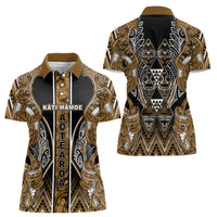Aotearoa Kati Mamoe Women Polo Shirt Maori Brown Tribal Paua Shell Pattern