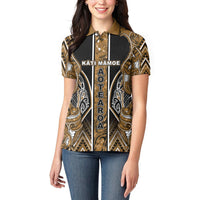 Aotearoa Kati Mamoe Women Polo Shirt Maori Brown Tribal Paua Shell Pattern