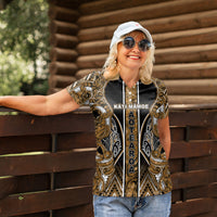 Aotearoa Kati Mamoe Women Polo Shirt Maori Brown Tribal Paua Shell Pattern