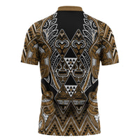 Aotearoa Kati Mamoe Zipper Polo Shirt Maori Brown Tribal Paua Shell Pattern