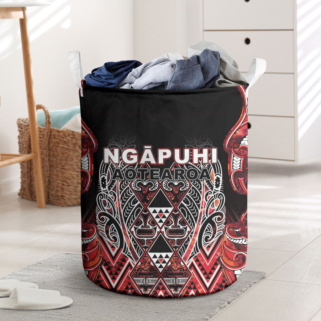 Aotearoa Ngapuhi Laundry Basket Maori Red Tribal Paua Shell Pattern