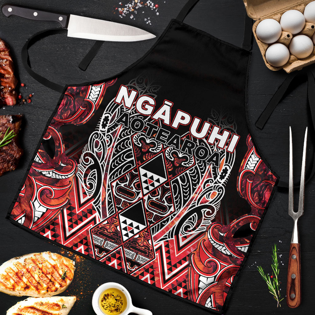 Aotearoa Ngapuhi Apron Maori Red Tribal Paua Shell Pattern