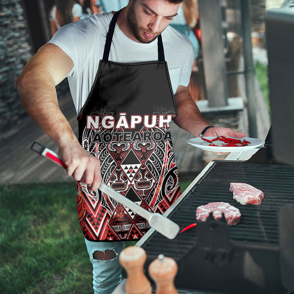 Aotearoa Ngapuhi Apron Maori Red Tribal Paua Shell Pattern