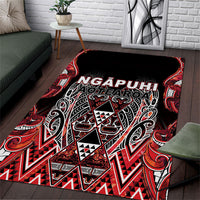 Aotearoa Ngapuhi Area Rug Maori Red Tribal Paua Shell Pattern