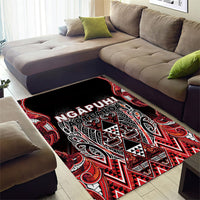 Aotearoa Ngapuhi Area Rug Maori Red Tribal Paua Shell Pattern
