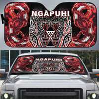 Aotearoa Ngapuhi Auto Sun Shade Maori Red Tribal Paua Shell Pattern