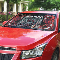 Aotearoa Ngapuhi Auto Sun Shade Maori Red Tribal Paua Shell Pattern