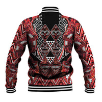 Aotearoa Ngapuhi Baseball Jacket Maori Red Tribal Paua Shell Pattern