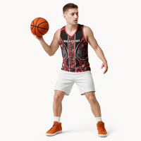 Aotearoa Ngapuhi Basketball Jersey Maori Red Tribal Paua Shell Pattern