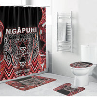 Aotearoa Ngapuhi Bathroom Set Maori Red Tribal Paua Shell Pattern