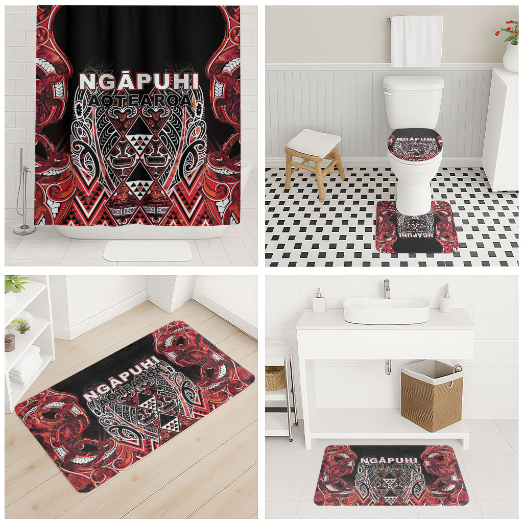 Aotearoa Ngapuhi Bathroom Set Maori Red Tribal Paua Shell Pattern