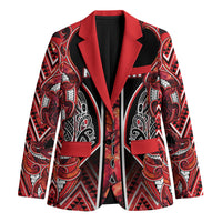 Aotearoa Ngapuhi Blazer Maori Red Tribal Paua Shell Pattern