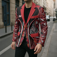 Aotearoa Ngapuhi Blazer Maori Red Tribal Paua Shell Pattern