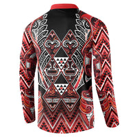 Aotearoa Ngapuhi Button Sweatshirt Maori Red Tribal Paua Shell Pattern