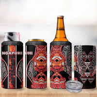 Aotearoa Ngapuhi 4 in 1 Can Cooler Tumbler Maori Red Tribal Paua Shell Pattern