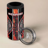 Aotearoa Ngapuhi 4 in 1 Can Cooler Tumbler Maori Red Tribal Paua Shell Pattern