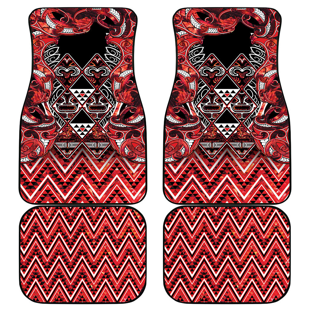 Aotearoa Ngapuhi Car Mats Maori Red Tribal Paua Shell Pattern