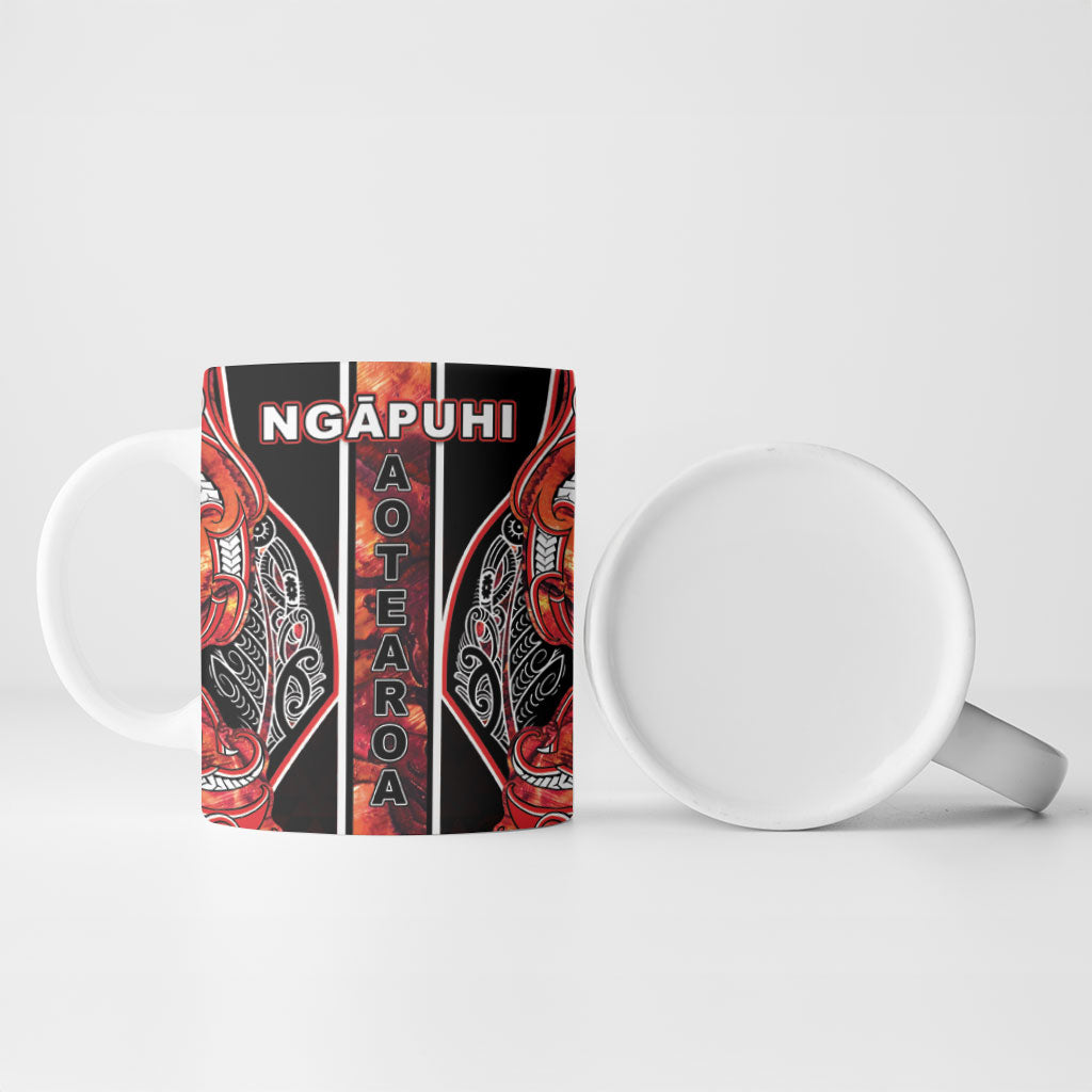 Aotearoa Ngapuhi Ceramic Mug Maori Red Tribal Paua Shell Pattern