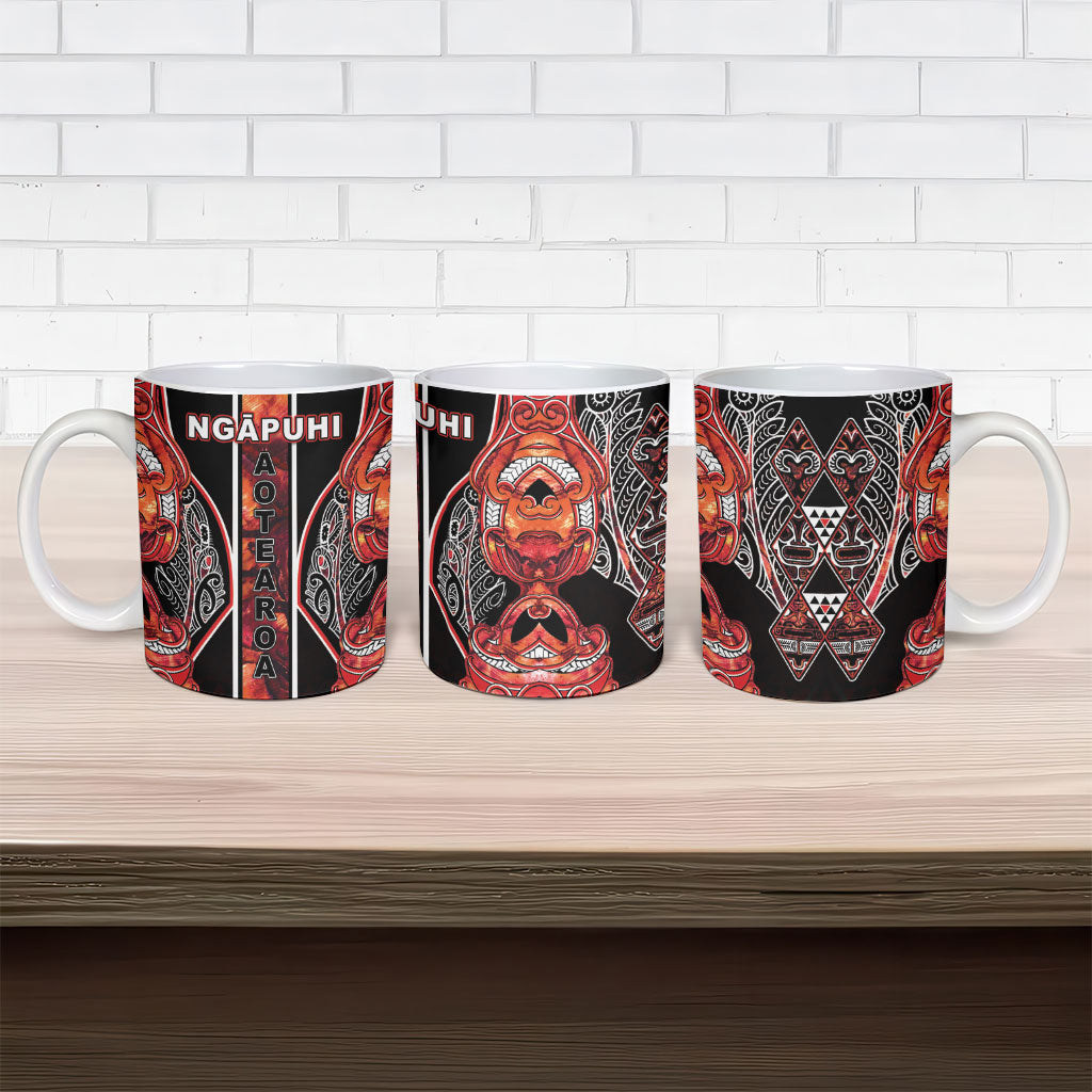 Aotearoa Ngapuhi Ceramic Mug Maori Red Tribal Paua Shell Pattern