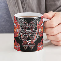 Aotearoa Ngapuhi Ceramic Mug Maori Red Tribal Paua Shell Pattern