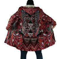 Aotearoa Ngapuhi Cloak Maori Red Tribal Paua Shell Pattern
