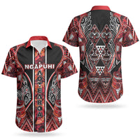 Aotearoa Ngapuhi Couples Matching Off The Shoulder Long Sleeve Dress and Hawaiian Shirt Maori Red Tribal Paua Shell Pattern