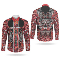 Aotearoa Ngapuhi Couples Matching Short Sleeve Bodycon Dress and Long Sleeve Button Shirt Maori Red Tribal Paua Shell Pattern