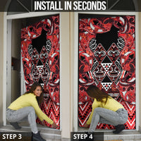 Aotearoa Ngapuhi Door Cover Maori Red Tribal Paua Shell Pattern