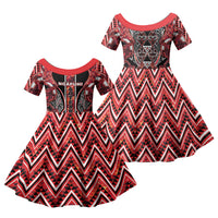Aotearoa Ngapuhi Family Matching Tank Maxi Dress and Hawaiian Shirt Maori Red Tribal Paua Shell Pattern