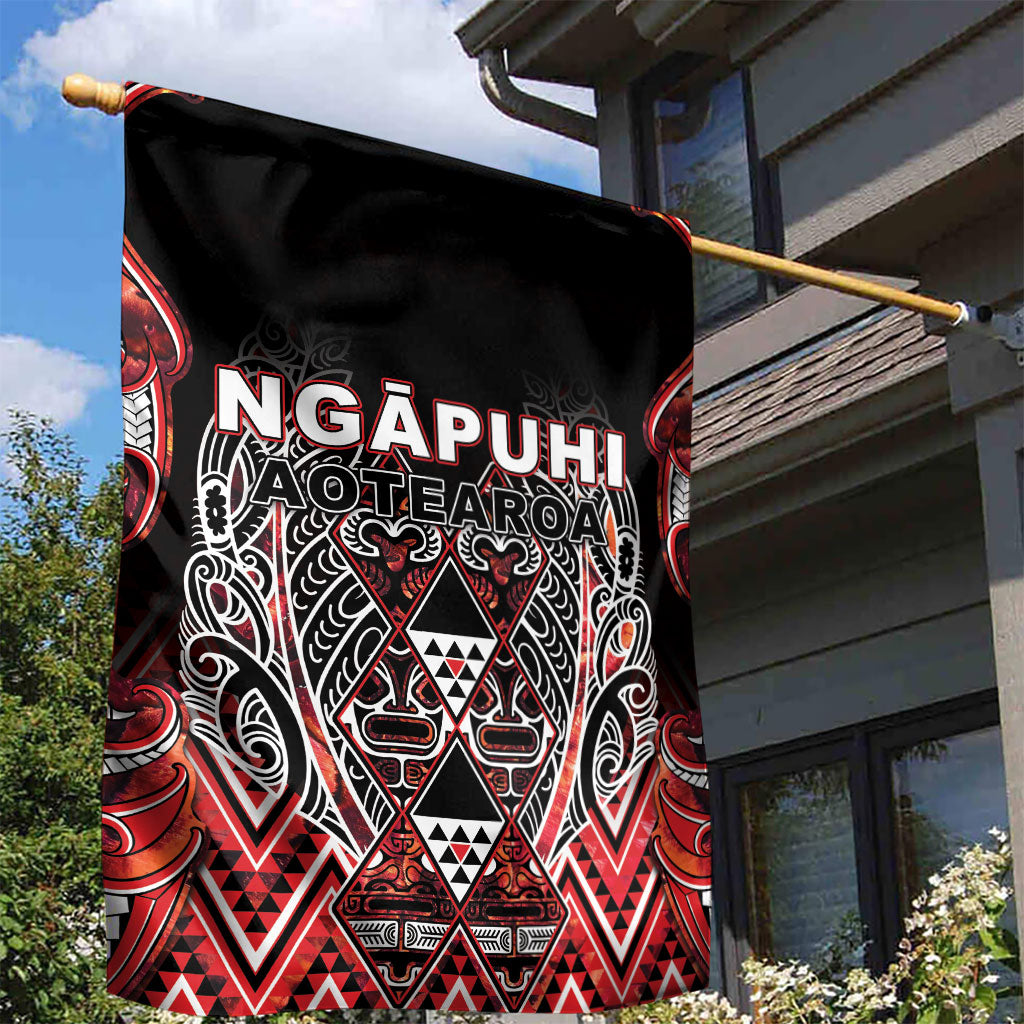 Aotearoa Ngapuhi Garden Flag Maori Red Tribal Paua Shell Pattern