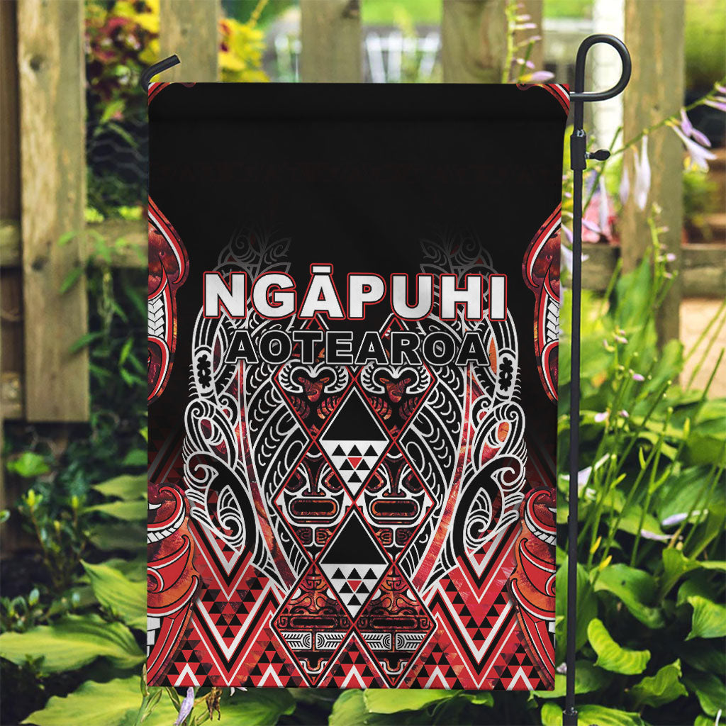 Aotearoa Ngapuhi Garden Flag Maori Red Tribal Paua Shell Pattern