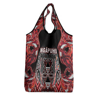 Aotearoa Ngapuhi Grocery Bag Maori Red Tribal Paua Shell Pattern