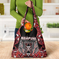Aotearoa Ngapuhi Grocery Bag Maori Red Tribal Paua Shell Pattern