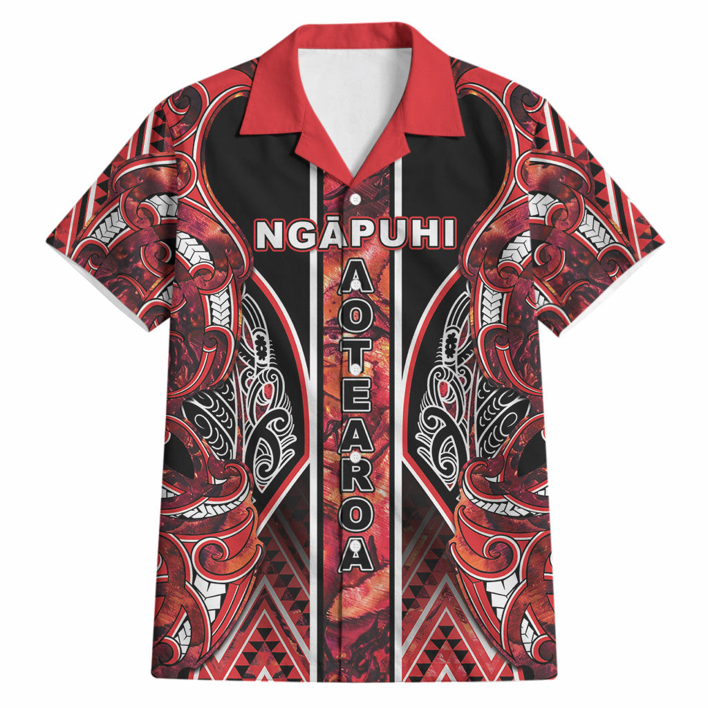 Aotearoa Ngapuhi Hawaiian Shirt Maori Red Tribal Paua Shell Pattern