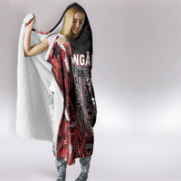 Aotearoa Ngapuhi Hooded Blanket Maori Red Tribal Paua Shell Pattern